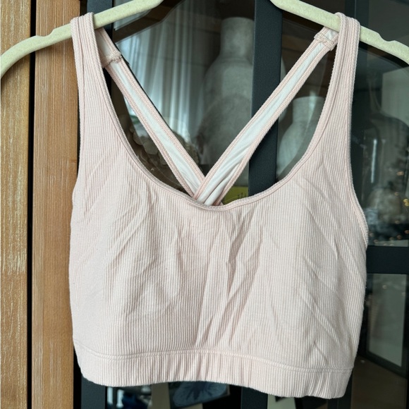 Tommy John Ribbed Bralette tank Second Skin criss cross back modal blush peach - Picture 2 of 6